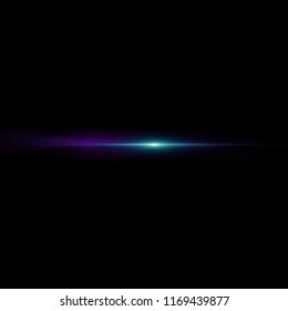 Isolated Realistic Lens Flare Visual Effect On Black Night Background. Space Star. 