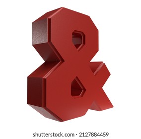 Isolated Red Ampersand Icon On White Background, Larger Than Life, 3D Illustration.