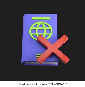 Isolated Rejected Passport 3d Icon