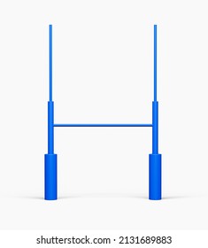 Isolated Rugby Posts With Blue Padding American Football Goal Post 3d Illustration 