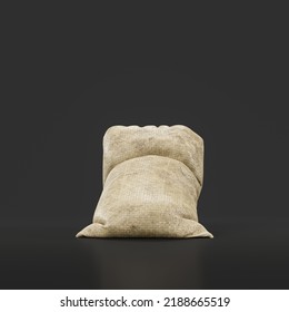 Isolated Sandbag For Military Trench Or For Flood Barricade, 3d Rendering, Nobody