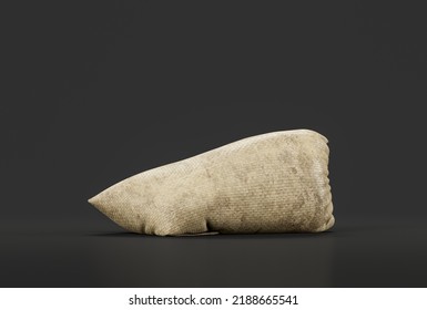 Isolated Sandbag For Military Trench Or For Flood Barricade, 3d Rendering, Nobody