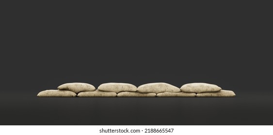 Isolated Sandbag For Military Trench Or For Flood Barricade, 3d Rendering, Nobody