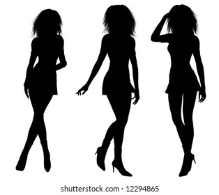 Isolated Sexy Black Female Silhouettes On Stock Illustration 12294865 ...