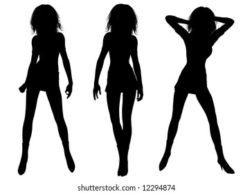 Isolated Sexy Black Female Silhouettes On Stock Illustration 12294874 ...