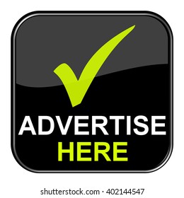 Isolated Shiny Black Button With Symbol Is Showing Advertise Here