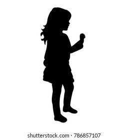 Vector Isolated Silhouette Little Girl Dancing Stock Vector (Royalty ...