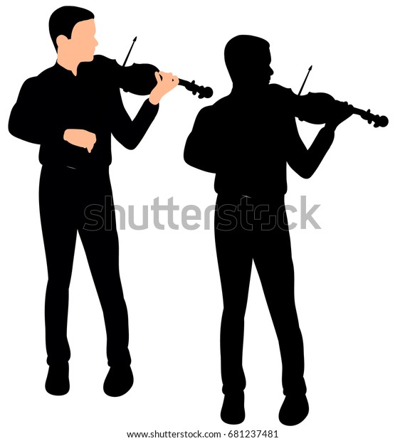 Isolated Silhouette Man Playing Violin のイラスト素材