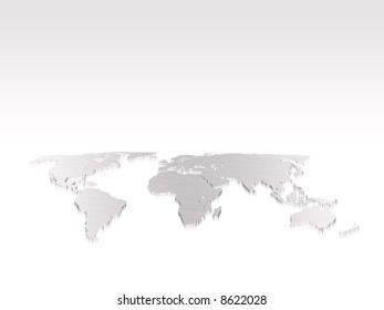 Isolated Silver 3d World Map