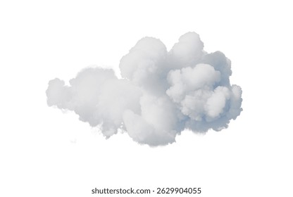 Isolated soft white cloud, 3d rendering. 3D illustration.
