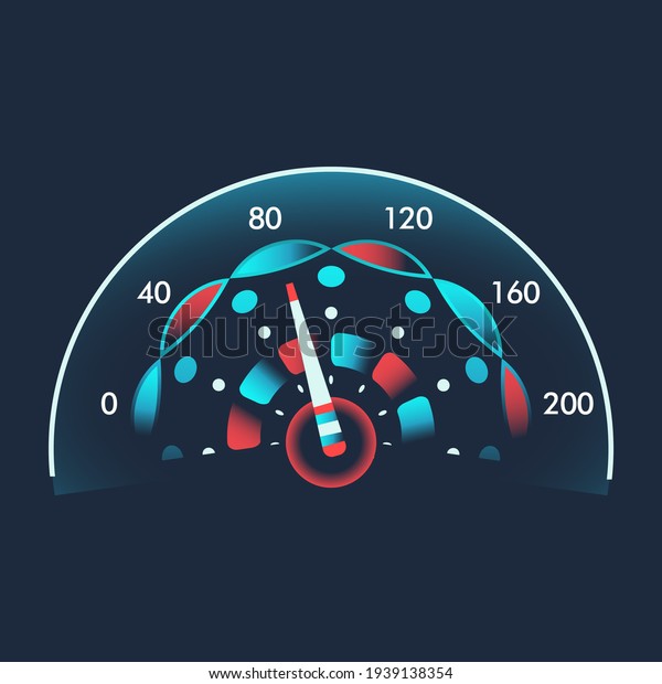 Isolated
speedometers for dashboard. Device for measuring speed and
futuristic speedometer, technology gauge with arrow or pointer for
vehicle panel, web download speed
sign