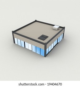 Isolated Squat 3d Building, Square