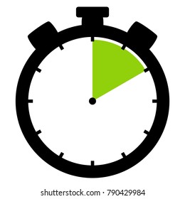 Isolated stopwatch icon black green shows 10 Seconds 10 Minutes or 2 hours
