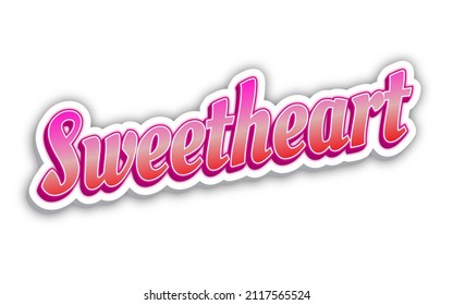 Isolated Sweetheart Text With Pink Color