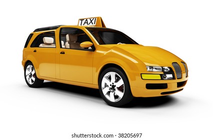 Isolated Taxi Cab Over White Background