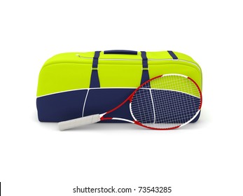 Isolated Tennis Bag And Racket