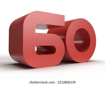 Isolated Three Dimensional Alphabet 60 In Red Color, 3D Render Illustration.