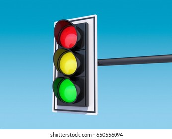 Isolated traffic light. 3D rendering - Shutterstock ID 650556094