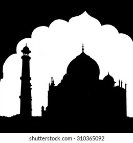 Isolated Travel Landmarks Silhouette Taj Mahal Stock Illustration ...