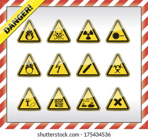 Isolated Triangle Yellow Danger Symbol Sign Stock Illustration ...