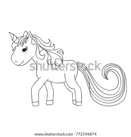 isolated unicorn outlines book coloring pages stock illustration