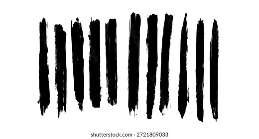 Isolated vector illustration of a sharp black ink brush tool set against a white background with a brown wooden stick handle