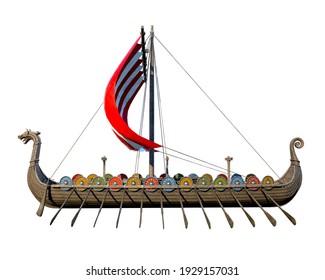 Isolated Viking Ship On White Background Stock Illustration 1916081758 ...