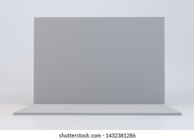 Isolated Wall Corner From Front View. Empty Blank Backdrop Ready For Display Or Customized Presentation. 3D rendering