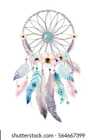 Isolated Watercolor Decoration Bohemian Dreamcatcher Boho Stock ...