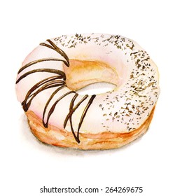 Isolated Watercolor Donut