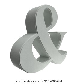 Isolated White Ampersand Icon On White Background, Larger Than Life, 3D Illustration.