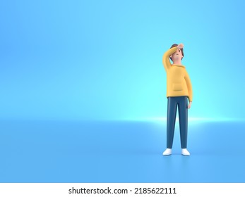 Isolated Worried Man. 3D Illustration