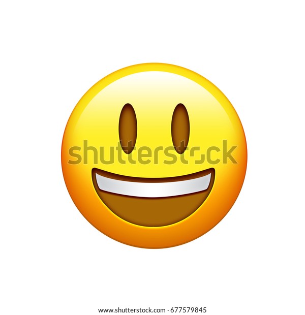 Isolated Yellow Smiling Face Upper White Stock Illustration
