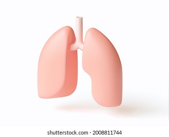 Isometric 3d Illustration Of Stylized Human Lungs Isolated On White. Inspired By Flat Design Trends