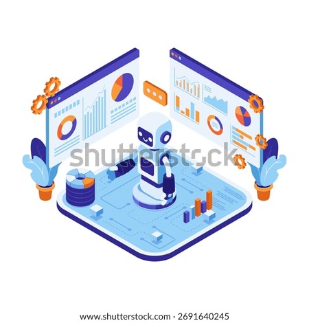 Isometric Ai Artificial Intelligence Ecosystem for Big Data Analysis. AI Artificial Intelligence Big Data Analysis Concept