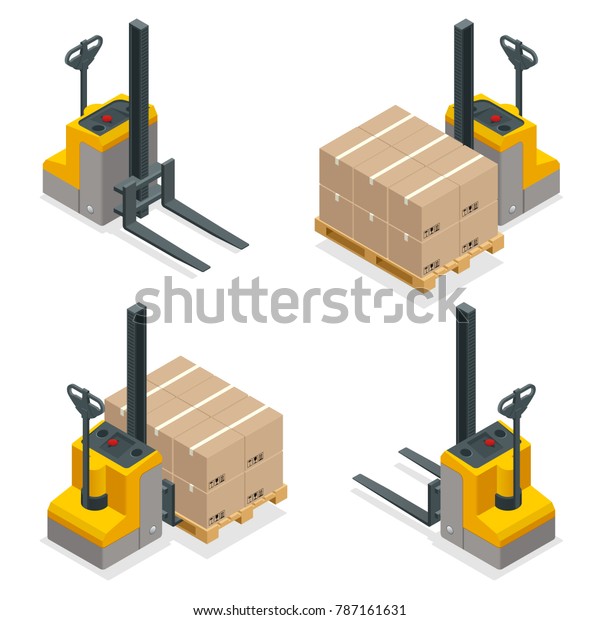 Isometric Automatic Electric Pallet Truck Small Stock Illustration 787161631