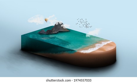 Isometric Beach Art Photo Manipulation