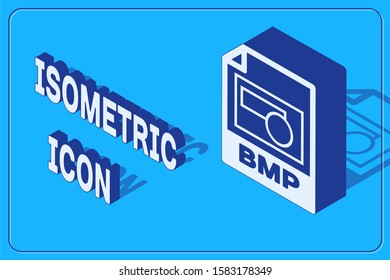 Isometric BMP file document. Download bmp button icon isolated on blue background. BMP file symbol.  