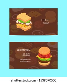 Isometric Burger Business Card Template Colored