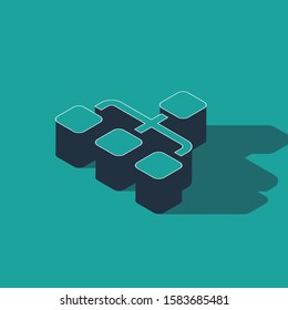 Isometric Business Hierarchy Organogram Chart Infographics Icon Isolated On Green Background. Corporate Organizational Structure Graphic Elements.  