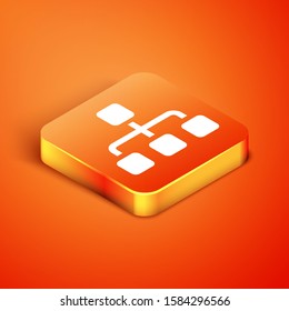 Isometric Business Hierarchy Organogram Chart Infographics Icon Isolated On Orange Background. Corporate Organizational Structure Graphic Elements.  