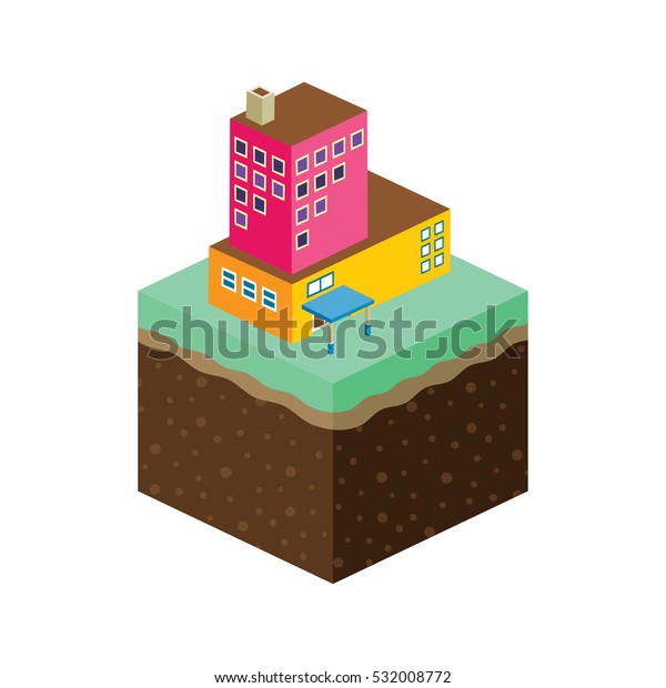 isometric\
commercial residential view building\
cartoon