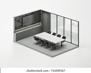 Isometric Conference Room Modern Interior , 3D Render