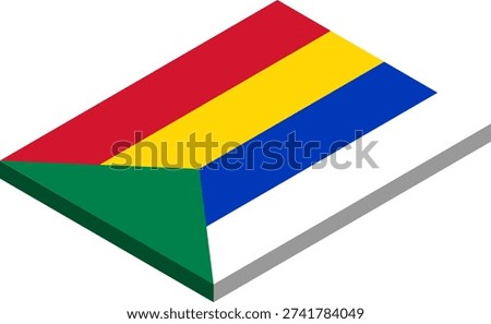 Isometric cube with Druze flag 3D stylized illustration