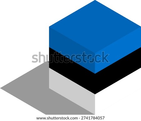 Isometric cube with the flag of Estonia in 3D stylized illustration