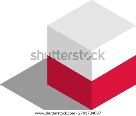 Isometric cube with the flag of Poland in 3D stylized illustration