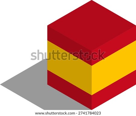 Isometric cube with the flag of Spain in 3D stylized illustration