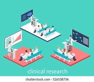 Isometric flat 3D concept of conference medical doctor clinic research training. Isometry People Image - Powered by Shutterstock