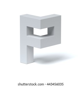 Isometric Font Letter P 3d Rendering