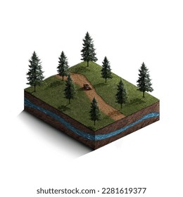 Isometric Forest micro world for Earth day. isometric country road, world earth day 2023, international mother earth day. - Powered by Shutterstock